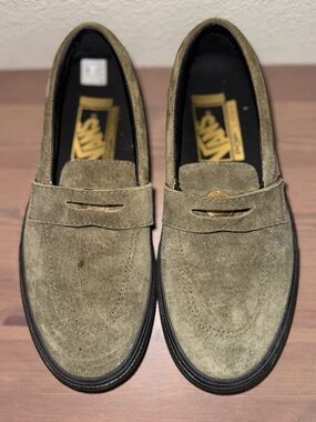 Vans Olive Suede Penny Loafers - Men's Slip-On